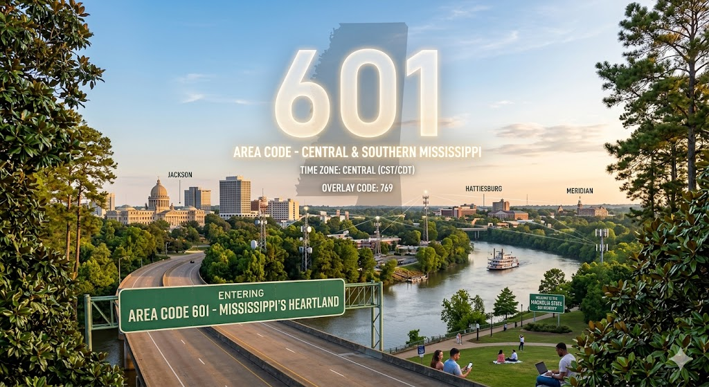 601 Area Code: Location, Time Zone, and Calling Guide for Mississippi 601 Area Code